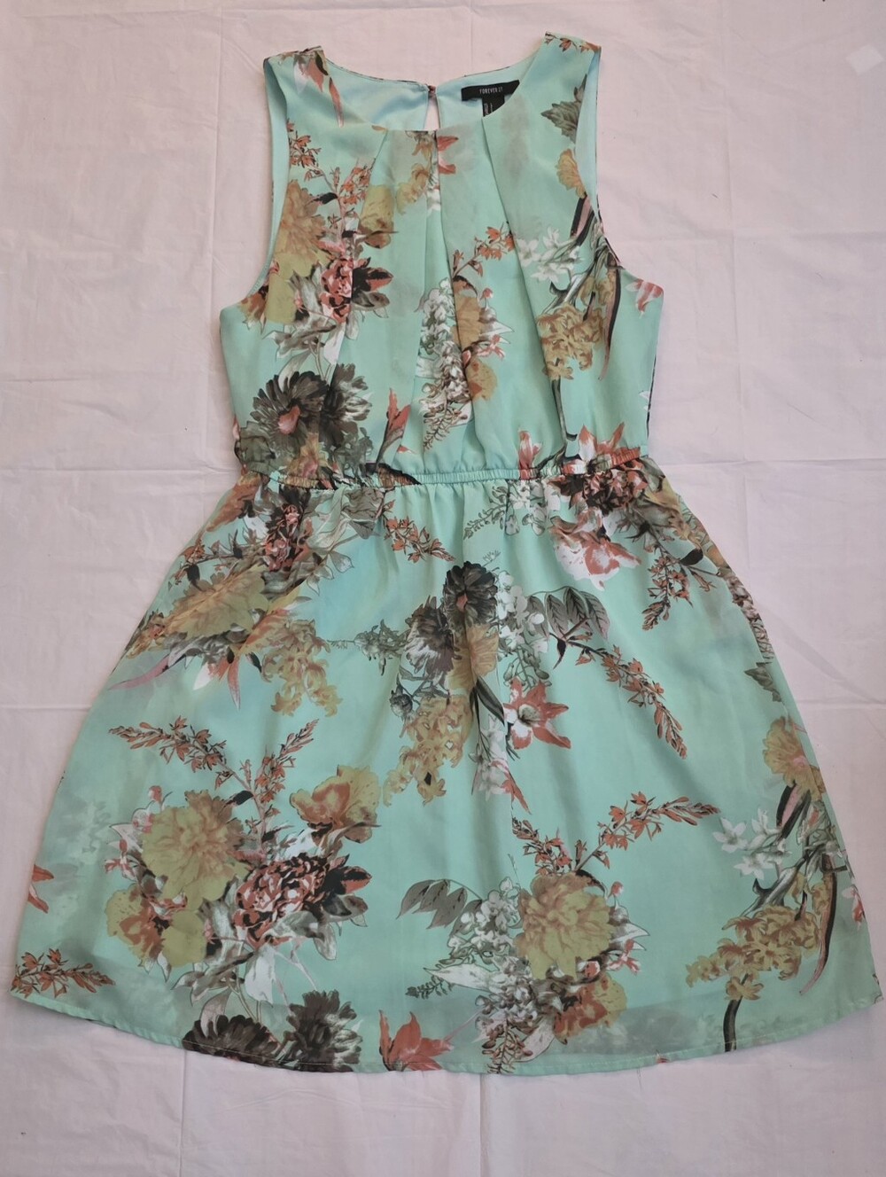 Forever 21 Mint Green Floral Midi Dress